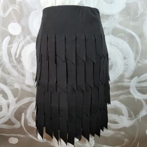 RONNI NICOLE By OUIDA Black Tiered Fringed Short Skirt Wmns Sz P/S ChicBodyCon